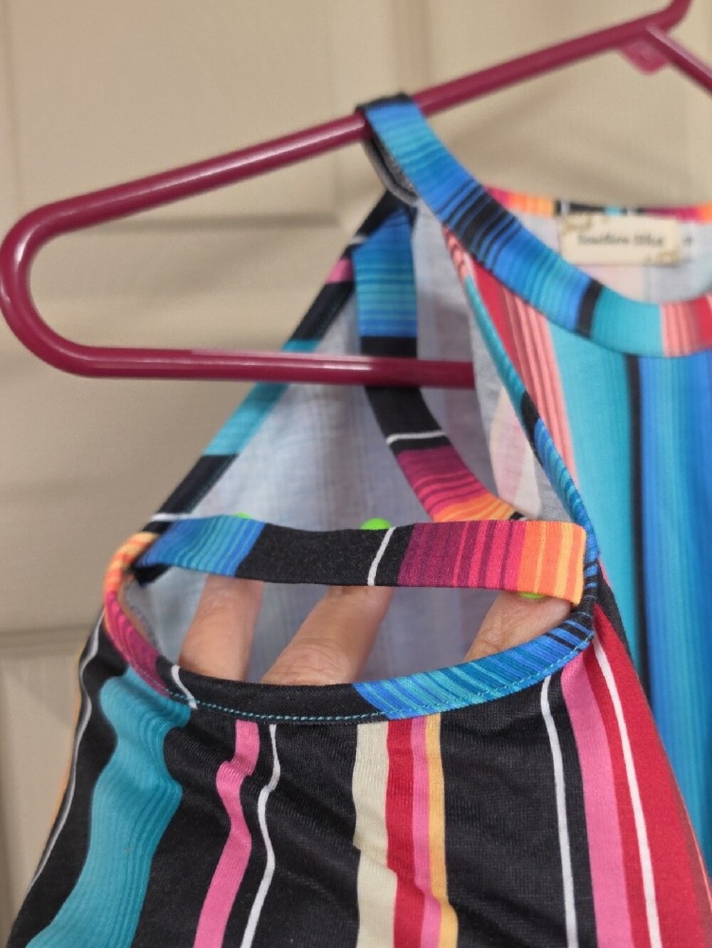 Multi-Color Striped Cold-Shoulder Top - Picture 2 of 4